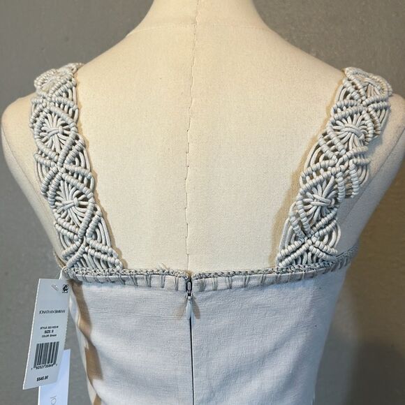 NEW Jonathan Simkhai flora Macrame strap mini dress in breeze color size o - Picture 6 of 12
